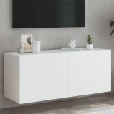 Cumpara ieftin Comodă TV de perete cu lumini LED, alb, 100x35x41 cm