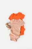 Set 2 body-uri bebe unisex din bumbac organic si modal - Rodie Piersica, BabyCosy (Marime: 12-18 Luni)