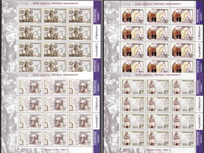 RO 2006 , LP 1730 ,&quot;Ziua marcii rom. - Decebal &quot; - minicoli 12marci+tabs MNH