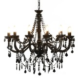 VidaXL Candelabru cu mărgele, negru, 12 becuri x E14