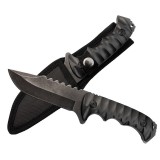 Cumpara ieftin Cutit Vanatoare Tactic IdeallStore&reg;, Otel Inoxidabil, 23cm, Negru, Teaca Cordura Inclusa