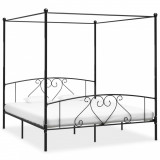 Cadru de pat cu baldachin, negru, 200 x 200 cm, metal GartenMobel Dekor, vidaXL