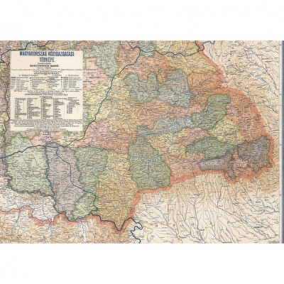 Harta Transilvania cu org. adm. din Ungaria ante 1918, 50x70cm, repro foto