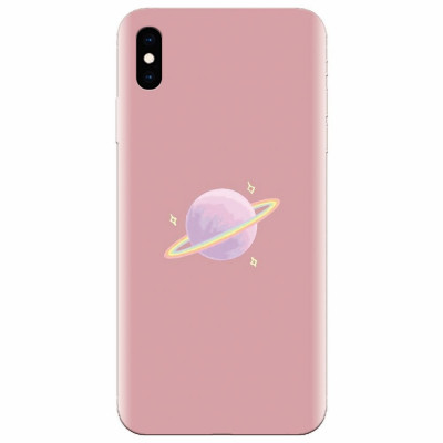 Husa silicon pentru Apple Iphone XS, Saturn On Pink foto