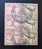 Germania / Deutsches Reich 1936 Bloc (3x2) "Olympische Spiele Berlin 1936" (12+6 Rpf Roșu-Carmin &amp; 3+2 Rpf Maro-Sepia) - CKL2, Stampilat