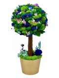 Copacel Decorativ cu Licheni Premium si Flori Criogenate, Mesaj Motivational, Trunchi Printat 3D, In Ghiveci Mocha Mousse , 38 cm, Eventissimi&reg;