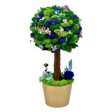 Copacel Decorativ cu Licheni Premium si Flori Criogenate, Mesaj Motivational, Trunchi Printat 3D, In Ghiveci Mocha Mousse , 38 cm