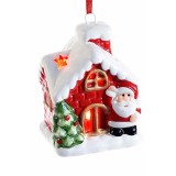 Decoratiune Craciun Casuta ceramica multicolora cu led 5.5x5x7 cm