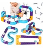Set Constructie Magnetic Circuit Masinute 87 Piese STEM cu Auto Reincarcabil