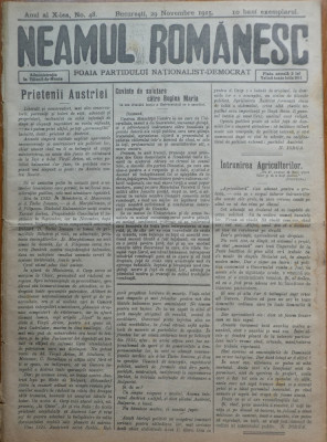 Ziarul Neamul romanesc , nr. 48 , 1915 , din perioada antisemita a lui N. Iorga foto
