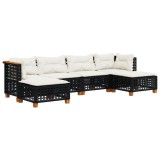Cumpara ieftin Set mobilier de gradina cu perne, 6 piese, negru, poliratan