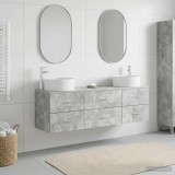 Cumpara ieftin Set dulap baie 3 buc. Gri Beton 161,5 x 44,5 x 80 cm