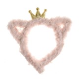 Bentita roz pufoasa cu urechi si coroana aurie