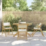 Set 4 Scaune Bistro Pliabile Bambus, Perne Alb Crem, Exterior, Gossi