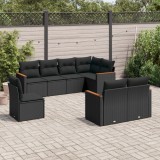Cumpara ieftin Gossi set mobilier de gradina cu perne, 8 piese, negru, poliratan