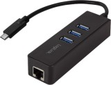 HUB extern LOGILINK, porturi USB: USB 3.0 x 3, conectare prin USB 3.2 Type C, cablu 0.1 m, retea 10/100/1000 Mbps (Gigabit), negru, &quot;UA0283&quot; (timbru v