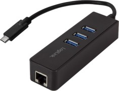 HUB extern LOGILINK, porturi USB: USB 3.0 x 3, conectare prin USB 3.2 Type C, cablu 0.1 m, retea 10/100/1000 Mbps (Gigabit), negru, &quot;UA0283&quot; (timbru v