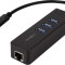 HUB extern LOGILINK, porturi USB: USB 3.0 x 3, conectare prin USB 3.2 Type C, cablu 0.1 m, retea 10/100/1000 Mbps (Gigabit), negru, &quot;UA0283&quot; (timbru v