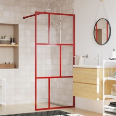 vidaXL Paravan du? walk-in, ro?u, 80x195 cm, sticla ESG transparenta foto