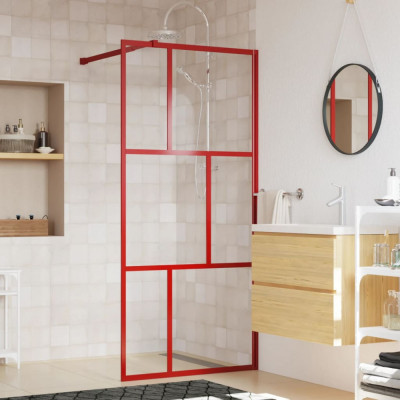 vidaXL Paravan duș walk-in, roșu, 80x195 cm, sticlă ESG transparentă foto
