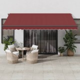 vidaXL Copertina retractabilă manual cu LED-uri, vișiniu, 450x350 cm 3215003