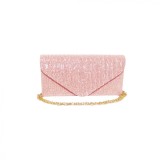 Cumpara ieftin Geanta plic seara, roz, 20 x10 cm, model in relief cu sclipici, dungi drepte Magrot 25014