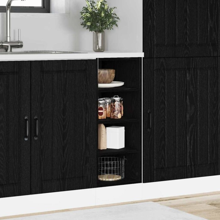 vidaXL Culoar de bază pentru bucătărie cu raft Riga Stejar negru 876650