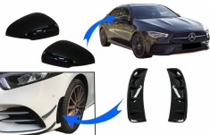 Capace Oglinzi cu Grila Aripa Aerisiri Laterale Mercedes A-Class W177 (05.2018-2022) V177 (09.2018-2022) Night Package Look Performance AutoTuning