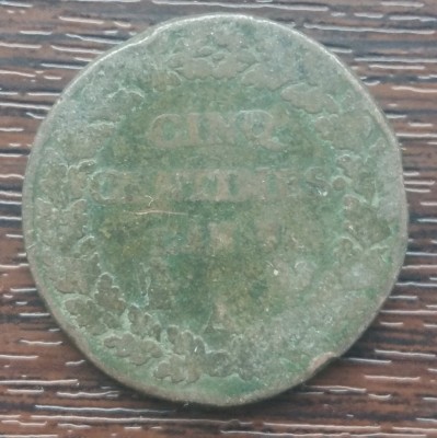 (M1104) MONEDA FRANTA - 5 CENTIMES 1796 (L&amp;#039;AN 5),LIT. A (PARIS), PRIMA REPUBLICA foto
