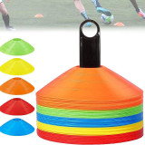 Set 50 jaloane tip con, pentru antrenamente sportive, PVC flexibil multicolor, cu suport si husa transport, ProCart