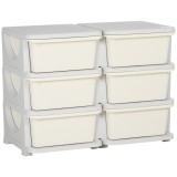 HOMCOM Cutie de depozitare pentru copii, cutie de depozitare pentru copii, 3 sertare, crem alb | Aosom Romania