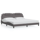 Cumpara ieftin Cadru de pat, Viana, fara saltea, gri, 200x200 cm, piele ecologica