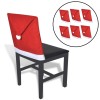 Huse Spatar Scaun Craciun, Model Caciula Mos Craciun, Set 6 Bucati, Rosu/Alb, 51x53cm, Poliester