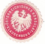 Sigiliu de h&acirc;rtie &icirc;n relief &ndash; Consulatul Austriei Klausenburg Cluj &ndash; Siegelmarke