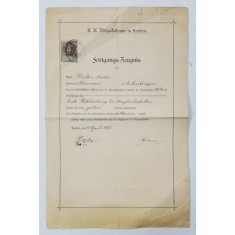CERTIFICAT DE SALVAMONTIST , K.K. BERGAKADEMIE IN LEOBEN , PENTRU NESTOR JUSTIN DIN BLAJ , 1897
