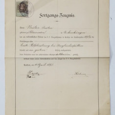 CERTIFICAT DE SALVAMONTIST , K.K. BERGAKADEMIE IN LEOBEN , PENTRU NESTOR JUSTIN DIN BLAJ , 1897