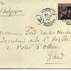 France 1895 Postal History Rare Cover Paris Av. Friedland to Gand Belgium D.571