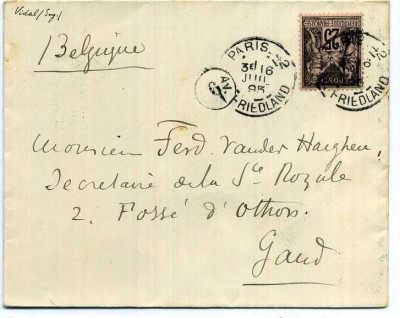 France 1895 Postal History Rare Cover Paris Av. Friedland to Gand Belgium D.571 foto