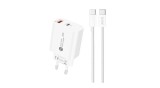 &Icirc;ncărcător de perete A6MaxL 20W USB-A USB-C cu cablu USB-C - USB-C de 1m - alb