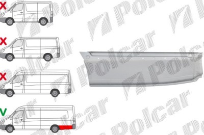 Segment reparatie aripa spate MERCEDES SPRINTER, 07.2006-06.2018, VW CRAFTER (2E), 12.2005-04.2017, partea stanga, metal galvanizat; in spatele rotii foto