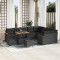 Set canapea gradina Gossi 12 piese cu perne negru poliratan acacia, set dining gradina Gossi 3 piese cu perne negru poliratan acacia