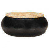 Măsuță de cafea, negru, 68 x 68 x 30 cm, lemn masiv de mango, vidaXL