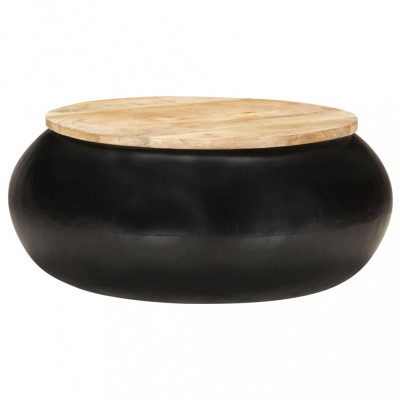 vidaXL Măsuță de cafea, negru, 68 x 68 x 30 cm, lemn masiv de mango foto