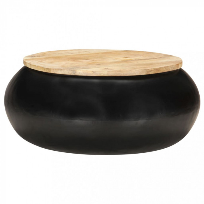 vidaXL Măsuță de cafea, negru, 68 x 68 x 30 cm, lemn masiv de mango