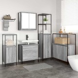 Set mobilier baie, 5 piese, gri sonoma, lemn prelucrat