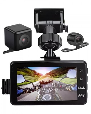 Camera de Actiune pentru Motocicleta, Vedere Fata Spate, Waterproof, Monitorizare parcare, 720P, Video in bucla, 32GB, Versatyx foto