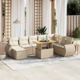 vidaXL Set canapele de grădină, 9 piese, cu perne, bej, poliratan 3275851