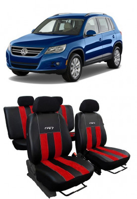 Huse scaune auto piele si textil Volkswagen Tiguan (2007-2011) Rosu foto