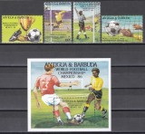 Antigua si Barbuda 1986 - Campionatul Mondial de Fotbal - Mexic 1986, Serie + Colita, Cota 24.50 EURO, MNH