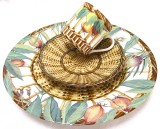 SET MIC DEJUN PORTELAN LIMOGES FRANTA DESIGN LAURE JAPY MODEL MARCHE AUX HERBES CEASCA CAFEA SI FARFURII